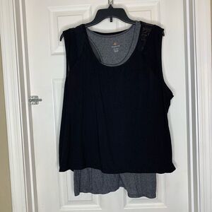 Tangerine Brand Sleeveless Twof Mixed Media Top BLACK Women's Sz XXL